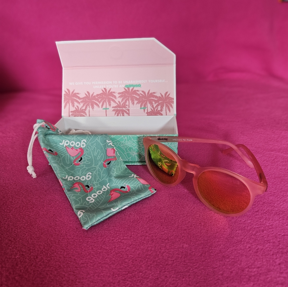 Goodr Pink Sunglasses with Flamingo Pouch